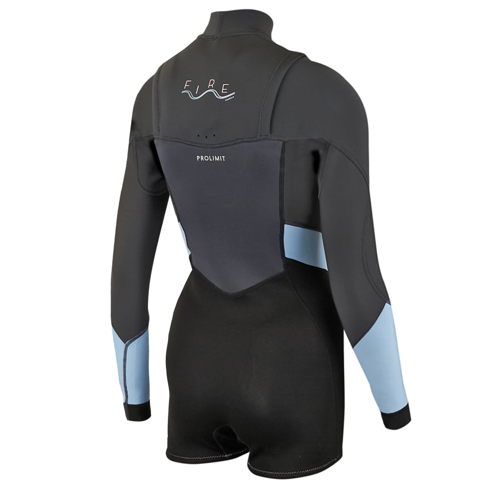 Fire longarm shorty Freezip 3/2 mm borstrits zwart/grijs/blauw wetsuit dames