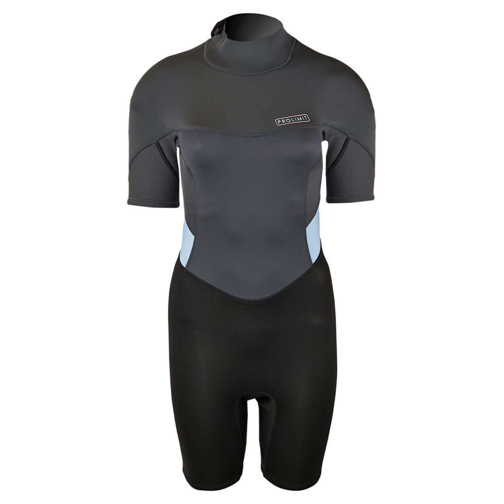 Prolimit Fire shorty 2/2 mm rugrits blauw/grijs wetsuit dames 1