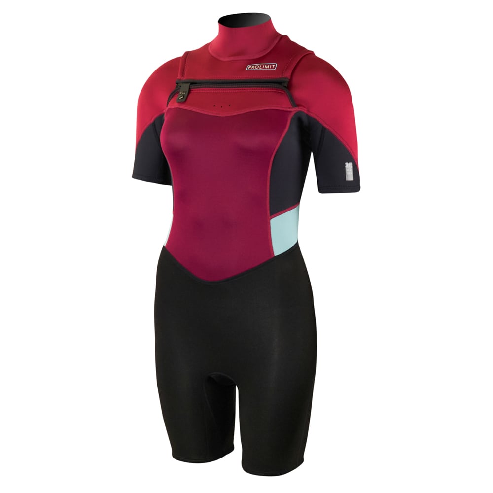 Fire shorty Freezip 2/2 mm borstrits zwart/wine wetsuit dames