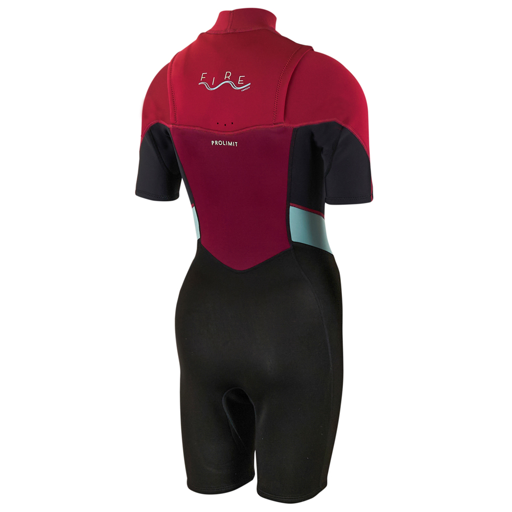 Fire shorty Freezip 2/2 mm borstrits zwart/wine wetsuit dames